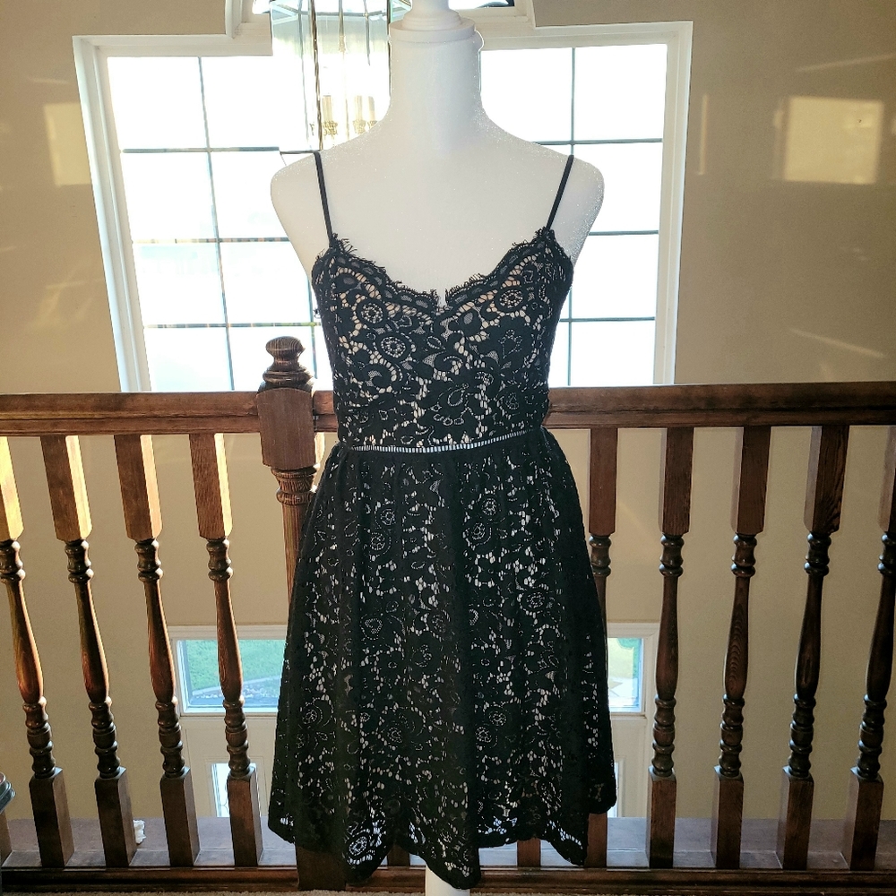 Express Black Lace Midi Dress